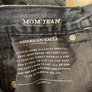 American Eagle Black Mom Jeans with rips Size 4
